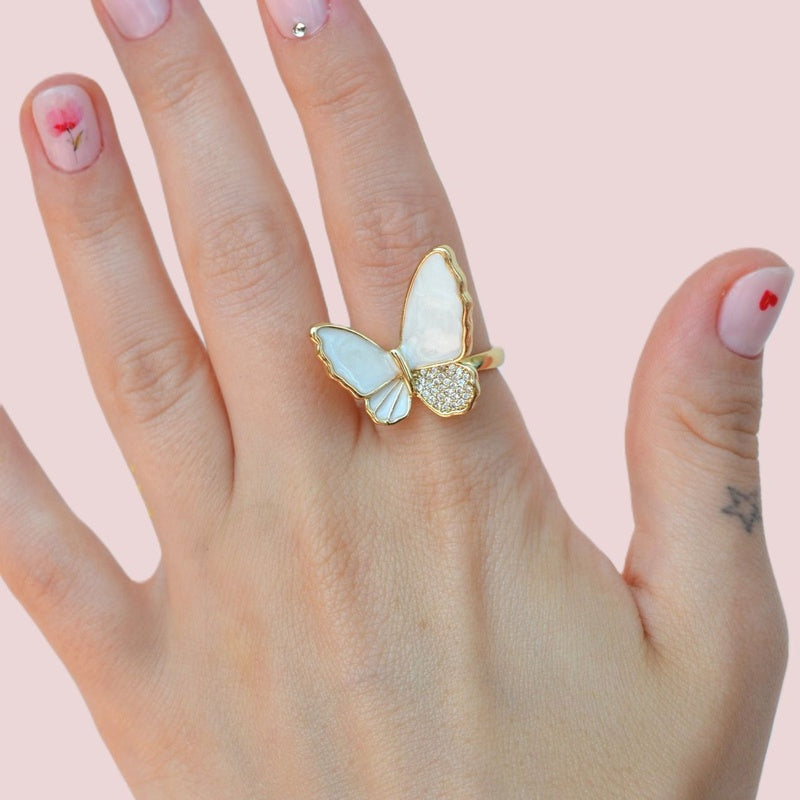 Butterfly Ring - Adjustable Vintage Ring Knuckle Joint Ring Cute Ring Women Ring Pink Blue White