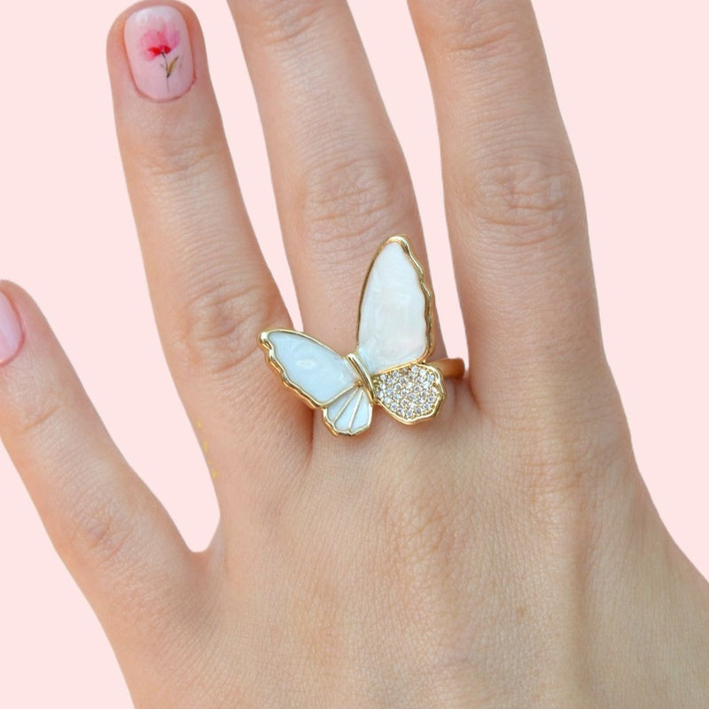 Butterfly Ring - Adjustable Vintage Ring Knuckle Joint Ring Cute Ring Women Ring Pink Blue White