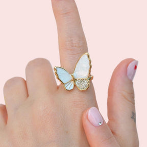 Butterfly Ring - Adjustable Vintage Ring Knuckle Joint Ring Cute Ring Women Ring Pink Blue White