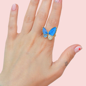 Butterfly Ring - Adjustable Vintage Ring Knuckle Joint Ring Cute Ring Women Ring Pink Blue White