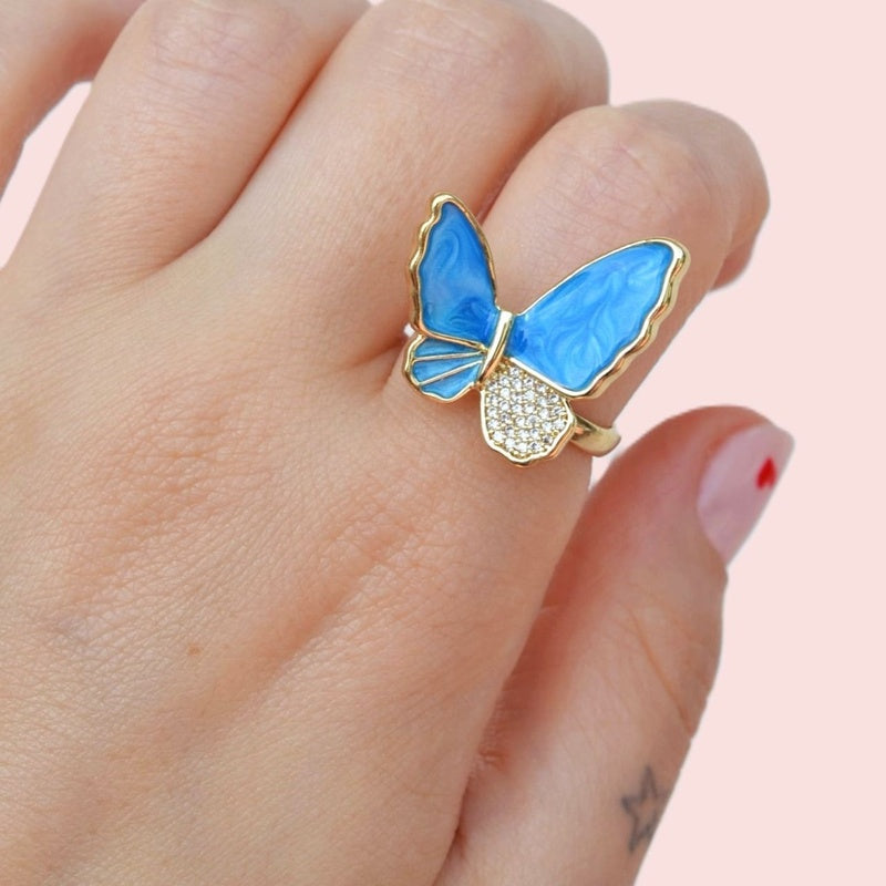 Butterfly Ring - Adjustable Vintage Ring Knuckle Joint Ring Cute Ring Women Ring Pink Blue White