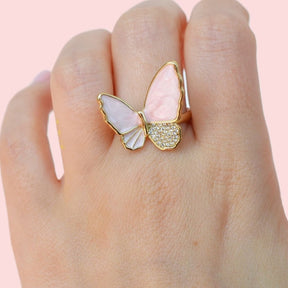 Butterfly Ring - Adjustable Vintage Ring Knuckle Joint Ring Cute Ring Women Ring Pink Blue White