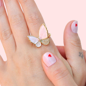 Butterfly Ring - Adjustable Vintage Ring Knuckle Joint Ring Cute Ring Women Ring Pink Blue White