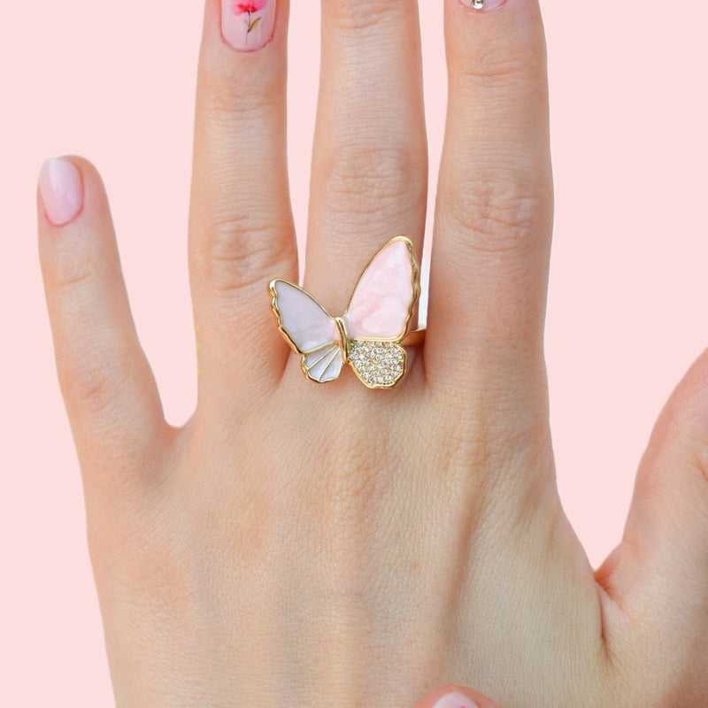 Butterfly Ring - Adjustable Vintage Ring Knuckle Joint Ring Cute Ring Women Ring Pink Blue White